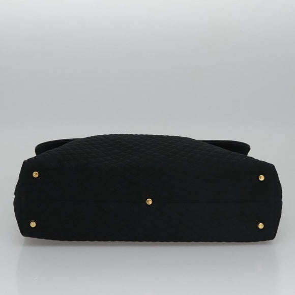 BALLY Hand Bag Nylon Black Gold Auth 115889