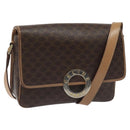 CELINE Macadam Canvas Circle Shoulder Bag PVC Leather Brown Gold Auth 115903-1
