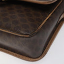 CELINE Macadam Canvas Circle Shoulder Bag PVC Leather Brown Gold Auth 115903-9
