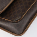 CELINE Macadam Canvas Circle Shoulder Bag PVC Leather Brown Gold Auth 115903-14