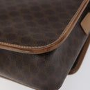 CELINE Macadam Canvas Circle Shoulder Bag PVC Leather Brown Gold Auth 115903-15