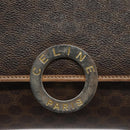 CELINE Macadam Canvas Circle Shoulder Bag PVC Leather Brown Gold Auth 115903-17