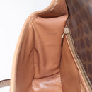 CELINE Macadam Canvas Circle Shoulder Bag PVC Leather Brown Gold Auth 115903-20