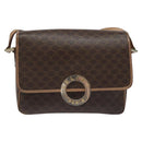 CELINE Macadam Canvas Circle Shoulder Bag PVC Leather Brown Gold Auth 115903-13