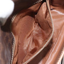 CELINE Macadam Canvas Circle Shoulder Bag PVC Leather Brown Gold Auth 115903-11