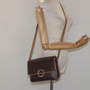 CELINE Macadam Canvas Circle Shoulder Bag PVC Leather Brown Gold Auth 115903-22