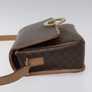 CELINE Macadam Canvas Circle Shoulder Bag PVC Leather Brown Gold Auth 115903-4