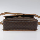 CELINE Macadam Canvas Circle Shoulder Bag PVC Leather Brown Gold Auth 115903-5