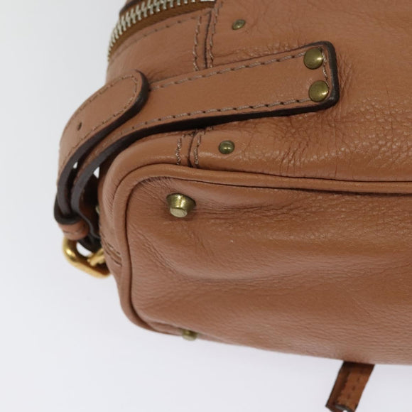 Chloe Paddington Hand Bag Leather Beige Gold Silver Auth 115904V