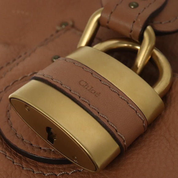 Chloe Paddington Hand Bag Leather Beige Gold Silver Auth 115904V