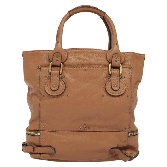 Chloe Paddington Hand Bag Leather Beige Gold Silver Auth 115904V