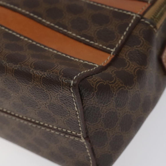 CELINE Macadam Canvas Shoulder Bag PVC Beige Brown gold Auth 115906