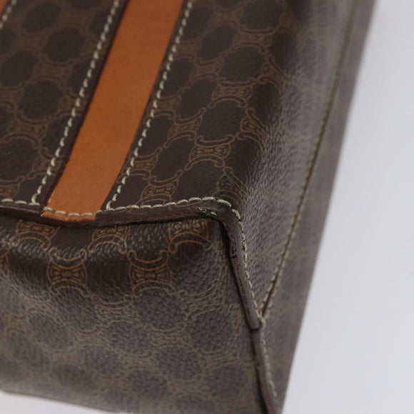 CELINE Macadam Canvas Shoulder Bag PVC Beige Brown gold Auth 115906