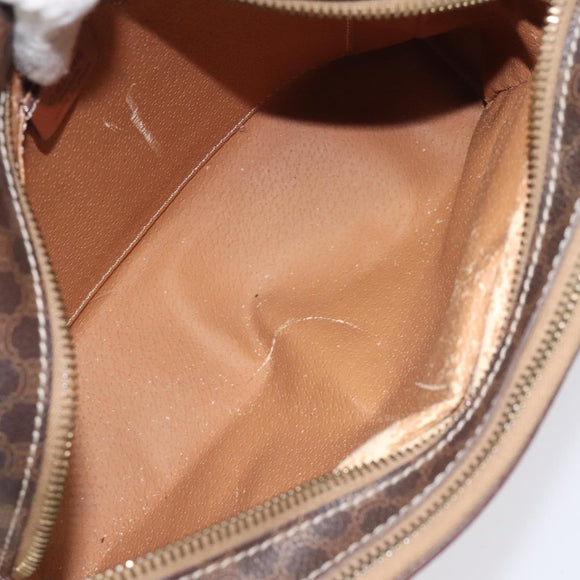 CELINE Macadam Canvas Shoulder Bag PVC Beige Brown gold Auth 115906