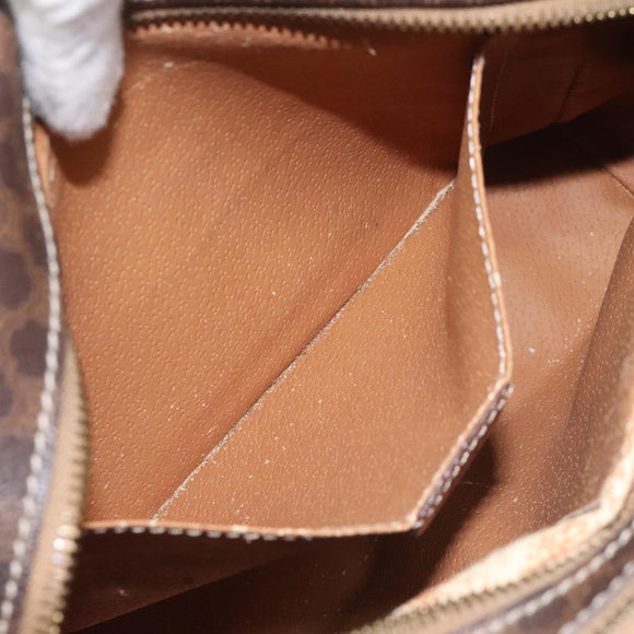 CELINE Macadam Canvas Shoulder Bag PVC Beige Brown gold Auth 115906