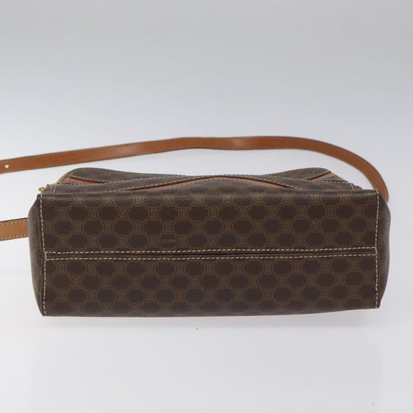 CELINE Macadam Canvas Shoulder Bag PVC Beige Brown gold Auth 115906