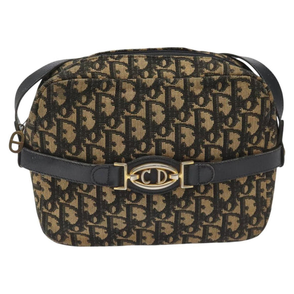 Christian Dior Trotter Canvas Shoulder Bag Black Auth 115917