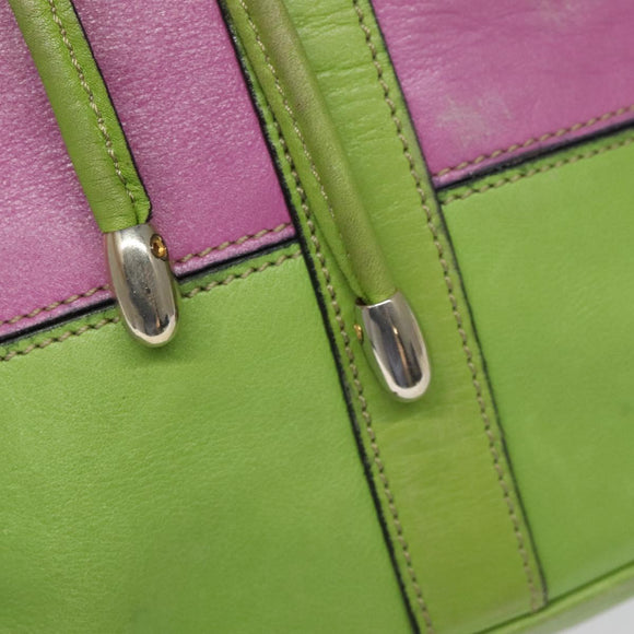 CELINE Shoulder Bag Leather Green Auth 115918
