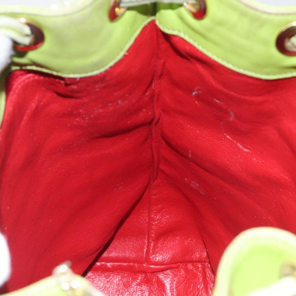 CELINE Shoulder Bag Leather Green Auth 115918