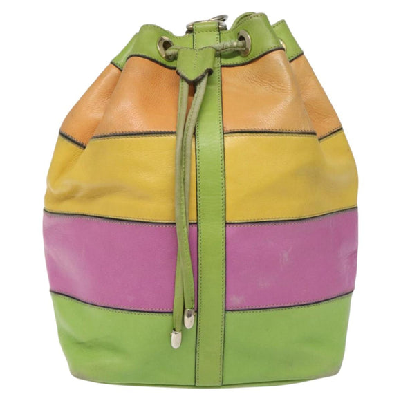 CELINE Shoulder Bag Leather Green Auth 115918