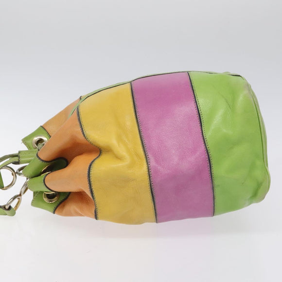 CELINE Shoulder Bag Leather Green Auth 115918