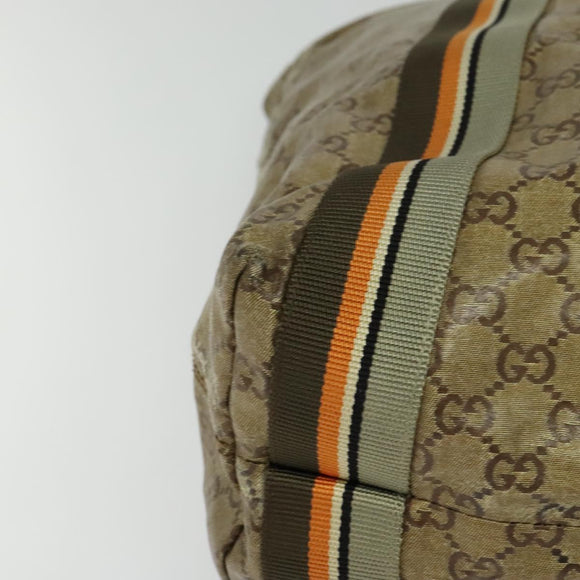 GUCCI GG Crystal Sherry Line Tote Bag Gold Gray Brown 189669 Auth 115950