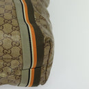 GUCCI GG Crystal Sherry Line Tote Bag Gold Gray Brown 189669 Auth 115950-11