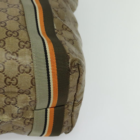 GUCCI GG Crystal Sherry Line Tote Bag Gold Gray Brown 189669 Auth 115950