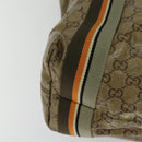 GUCCI GG Crystal Sherry Line Tote Bag Gold Gray Brown 189669 Auth 115950-12