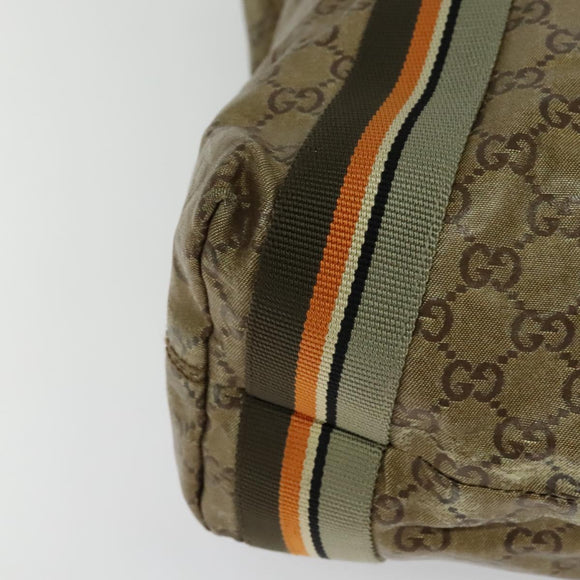 GUCCI GG Crystal Sherry Line Tote Bag Gold Gray Brown 189669 Auth 115950