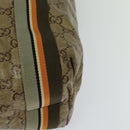GUCCI GG Crystal Sherry Line Tote Bag Gold Gray Brown 189669 Auth 115950-13