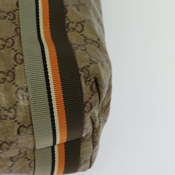 GUCCI GG Crystal Sherry Line Tote Bag Gold Gray Brown 189669 Auth 115950