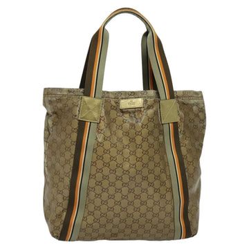 GUCCI GG Crystal Sherry Line Tote Bag Gold Gray Brown 189669 Auth 115950 - 0