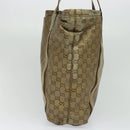 GUCCI GG Crystal Sherry Line Tote Bag Gold Gray Brown 189669 Auth 115950-4