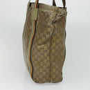 GUCCI GG Crystal Sherry Line Tote Bag Gold Gray Brown 189669 Auth 115950-4