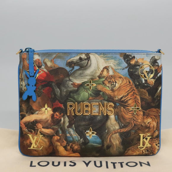 LOUIS VUITTON Celty Pochette Plat Pouch Koons Rubens M64617 LV Auth 115961AM
