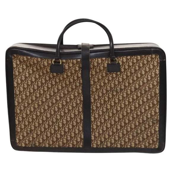 Christian Dior Trotter Canvas Suitcase Brown Auth 115962