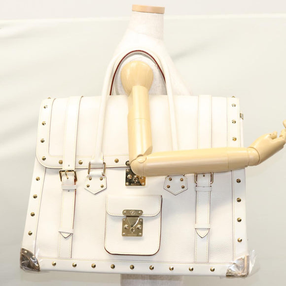 LOUIS VUITTON Suhari Extravagan Hand Bag Leather White M91803 LV Auth 115974S