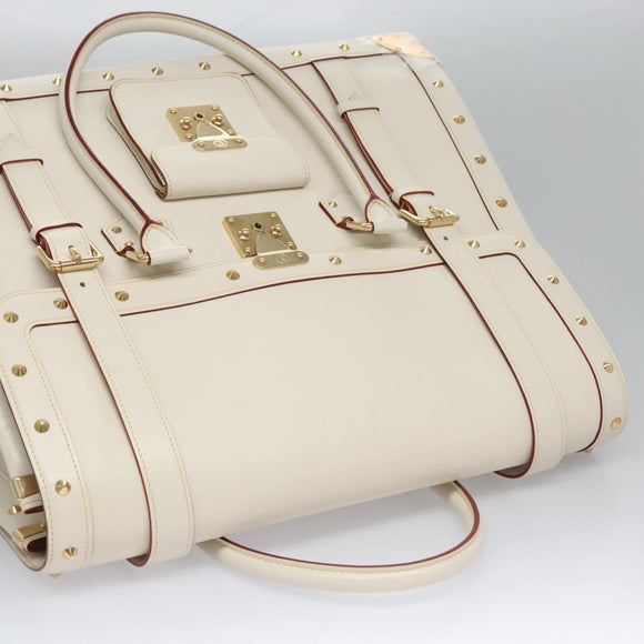 LOUIS VUITTON Suhari Extravagan Hand Bag Leather White M91803 LV Auth 115974S