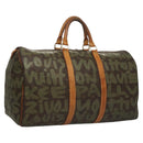 LOUIS VUITTON Monogram Graffiti Keepall 50 Boston Bag Khaki M92196 Auth 115992-1