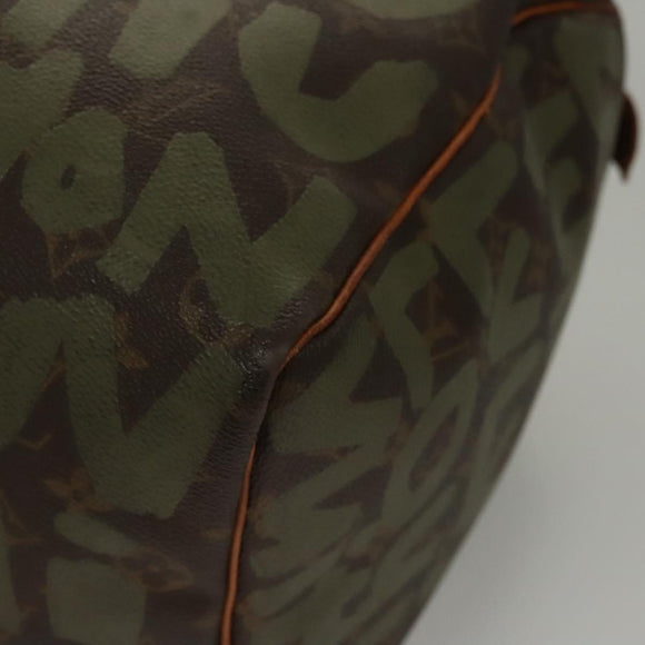 LOUIS VUITTON Monogram Graffiti Keepall 50 Boston Bag Khaki M92196 Auth 115992