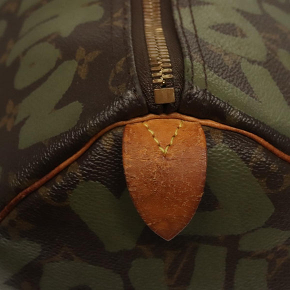 LOUIS VUITTON Monogram Graffiti Keepall 50 Boston Bag Khaki M92196 Auth 115992