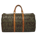 LOUIS VUITTON Monogram Graffiti Keepall 50 Boston Bag Khaki M92196 Auth 115992-2