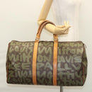 LOUIS VUITTON Monogram Graffiti Keepall 50 Boston Bag Khaki M92196 Auth 115992-21