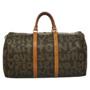LOUIS VUITTON Monogram Graffiti Keepall 50 Boston Bag Khaki M92196 Auth 115992-3