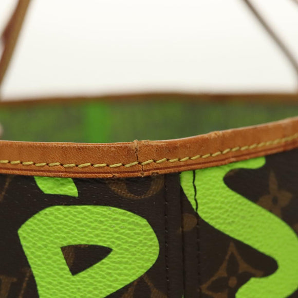 LOUIS VUITTON Monogram Graffiti Neverfull GM Tote Bag Green M93703 Auth 116016A