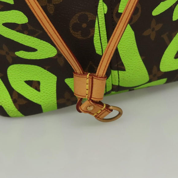 LOUIS VUITTON Monogram Graffiti Neverfull GM Tote Bag Green M93703 Auth 116016A