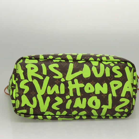 LOUIS VUITTON Monogram Graffiti Neverfull GM Tote Bag Green M93703 Auth 116016A