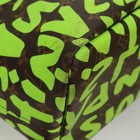 LOUIS VUITTON Monogram Graffiti Neverfull GM Tote Bag Green M93703 Auth 116016A
