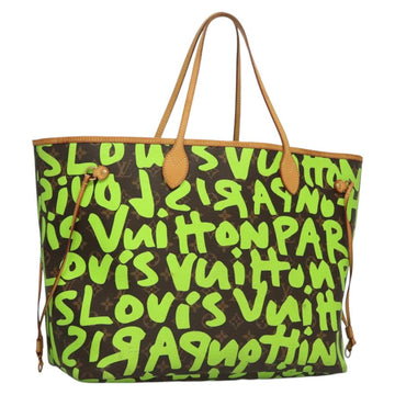 LOUIS VUITTON Monogram Graffiti Neverfull GM Tote Bag Green M93703 Auth 116016M
